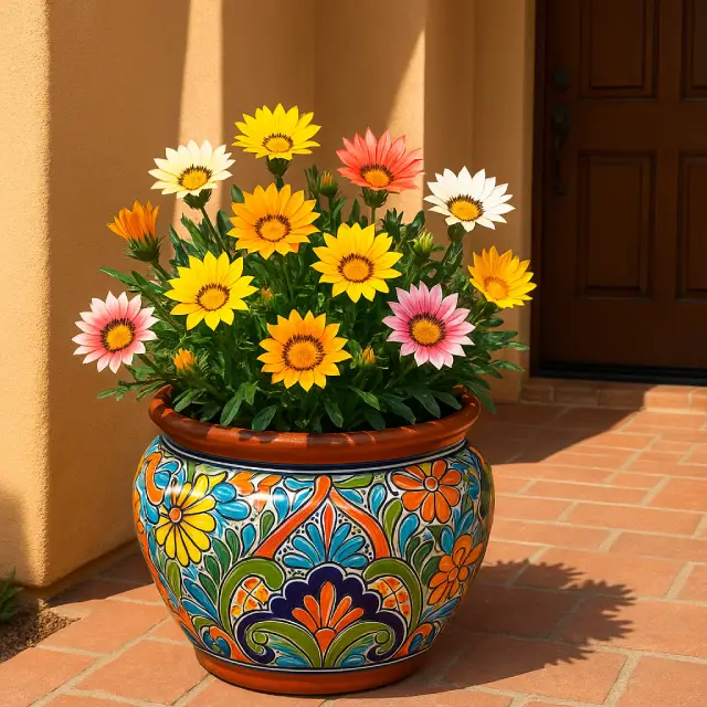The Gazania Plant in a Mexican Pot The Gazania Plant in a Mexican Pot