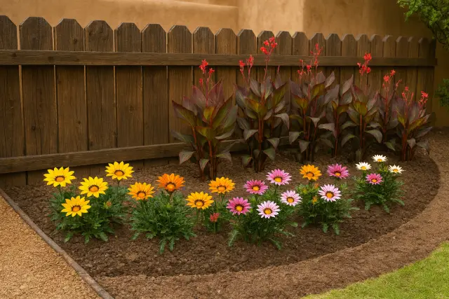 The Gazania plant with Canna Lilly in background The Gazania Plant