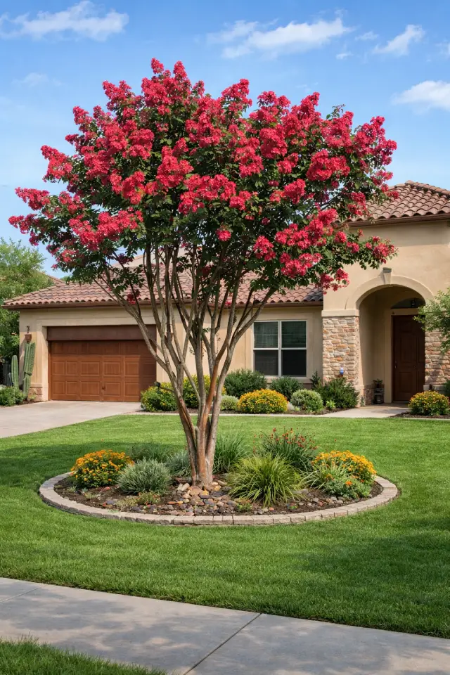 Red Dynamite Crape Myrtle Landscaping with Crape Myrtles