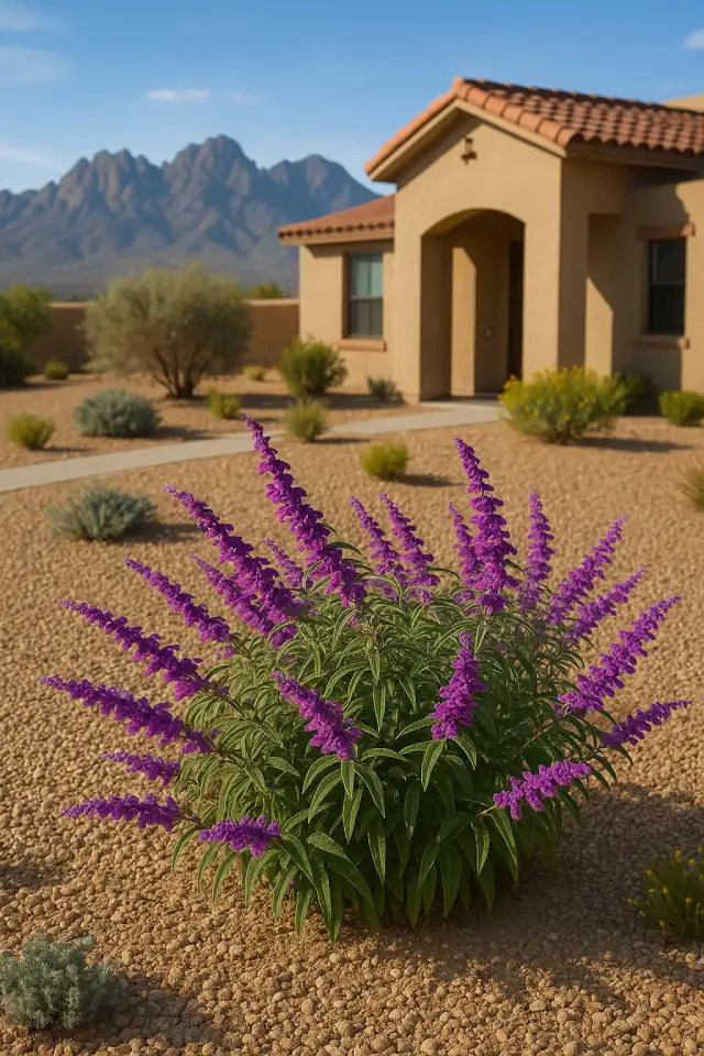 Mexican Bush Sage Blooming in Summer Mexican Bush Sage