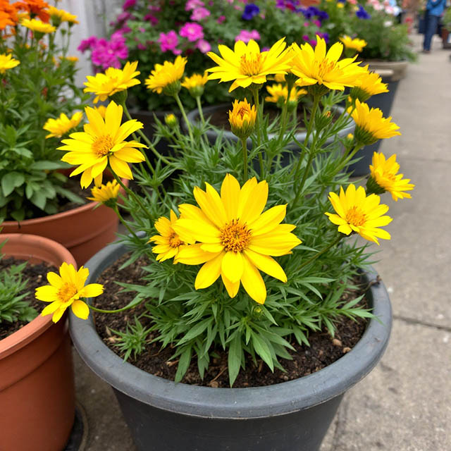 Yellow Coreopsis in Pots Yellow Coreopsis in Pots
