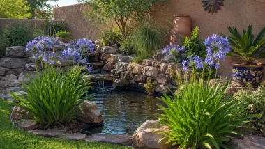 Lily of the Nile Plants in front of this pond.