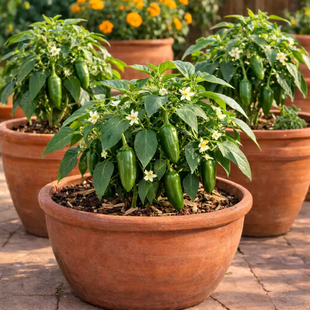 Jalapeno Plants in Terracotta pots Jalapeno Plants in Terracotta pots