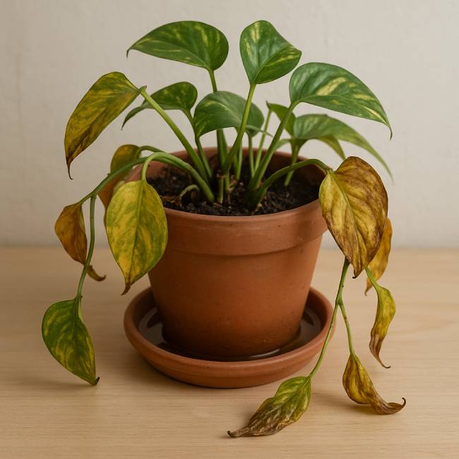 Small Pothos plant overwatered How to fix overwatered plants