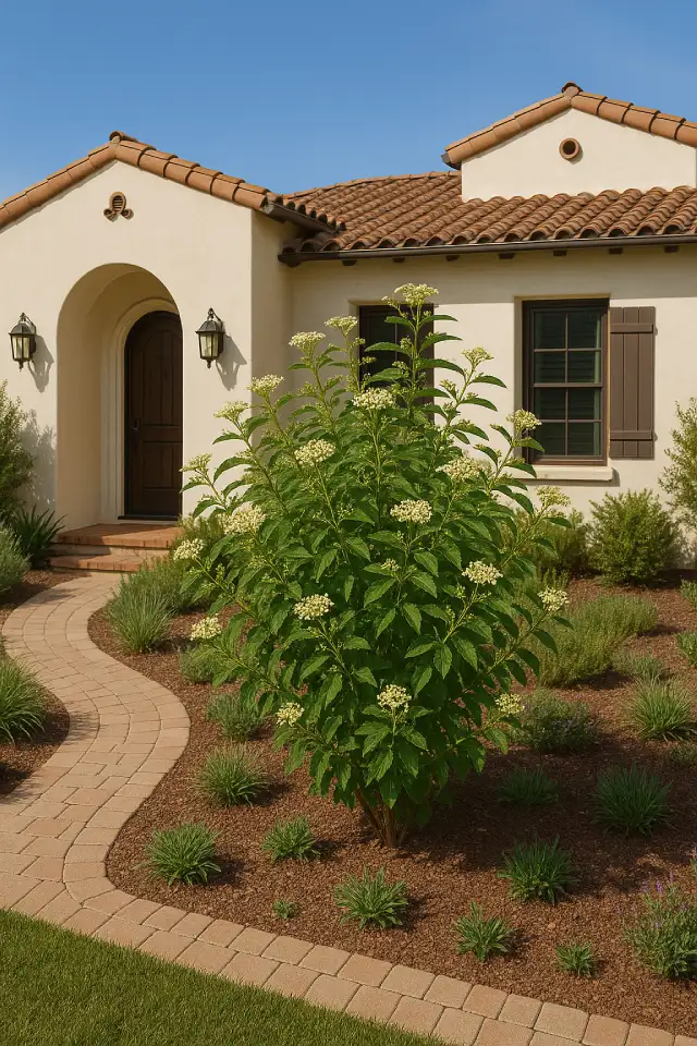 Mexican Elder Tree fron of home Mexican Elder Tree fron of home