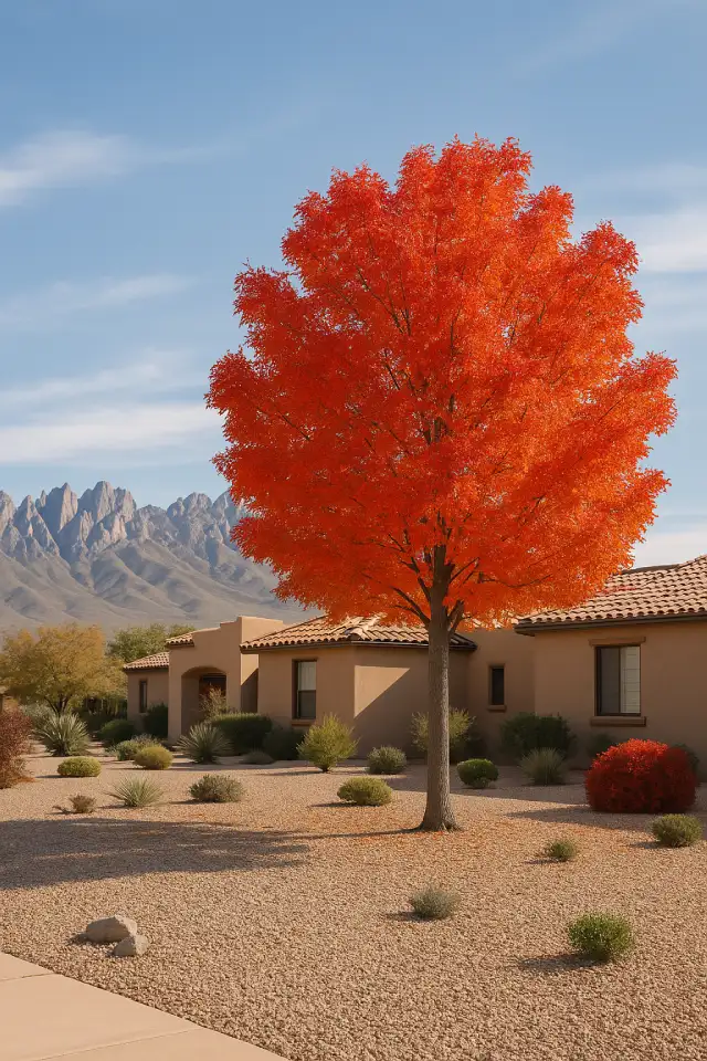 Chinese Pistache tree with vivid Red foliage Chinese Pistache tree with vivid Red foliage