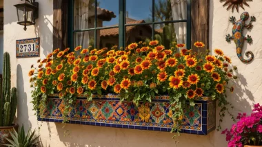 Gaillardia blanket flower in a window box