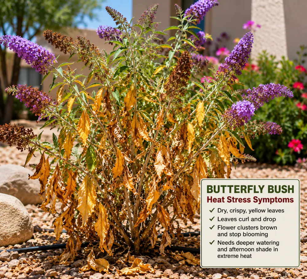 Butterfly Bush showing signs of heat stress Why are my plants wilting? Butterfly Bush Wilting.