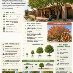 Chinese Pistache shade tree providing cooling shade to a Southwest home in New Mexico
